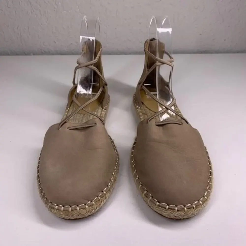 EILEEN FISHER Tan Nubuck‎ Lace-Up Espadrille Sandals Size 8.5